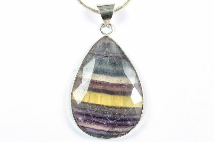 Banded Fluorite Pendant (Necklace) - Faceted #346514